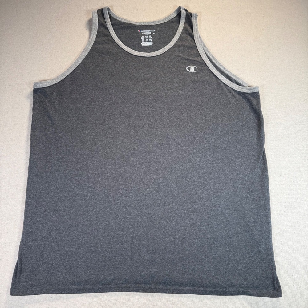 Champion Mens Tank Top XL Gray Classic Sleeveless Athletic Gym Shirt Logo